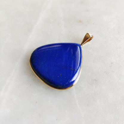 Natural Lapis Lazuli Pendant, 14K Yellow Gold Lapis Lazuli Pendant, Solid Gold Lapis Bezel Pendant, September Birthstone, Christmas Gift