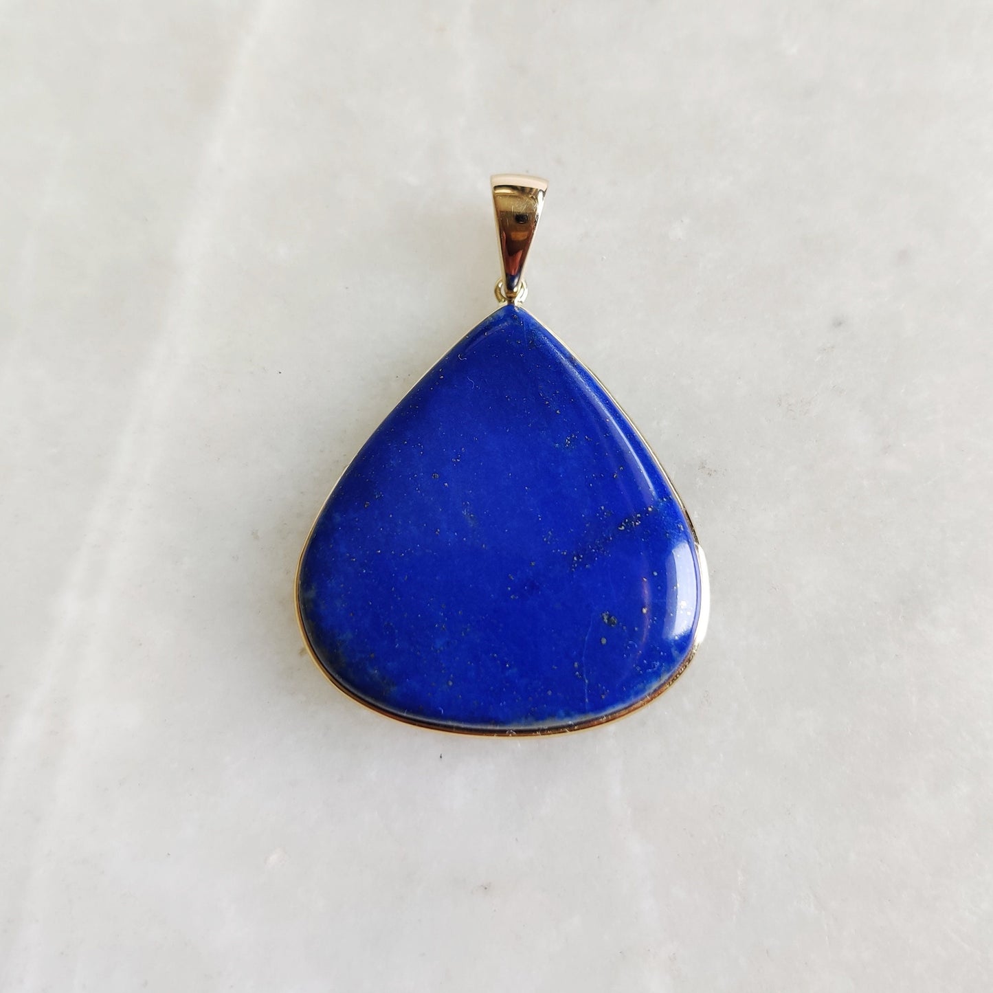 Natural Lapis Lazuli Pendant, 14K Yellow Gold Lapis Lazuli Pendant, Solid Gold Lapis Bezel Pendant, September Birthstone, Christmas Gift