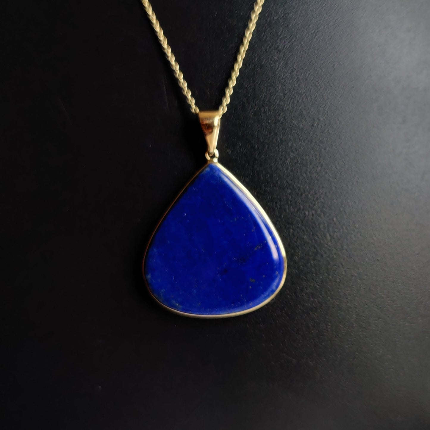 Natural Lapis Lazuli Pendant, 14K Yellow Gold Lapis Lazuli Pendant, Solid Gold Lapis Bezel Pendant, September Birthstone, Christmas Gift