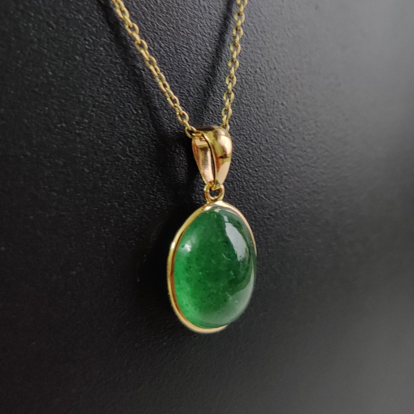 Green Aventurine Pendant, 14K Solid Yellow Gold Pendant, Strawberry Quartz Bezel Pendant, May Birthstone Pendant, Green Aventurine Jewelry