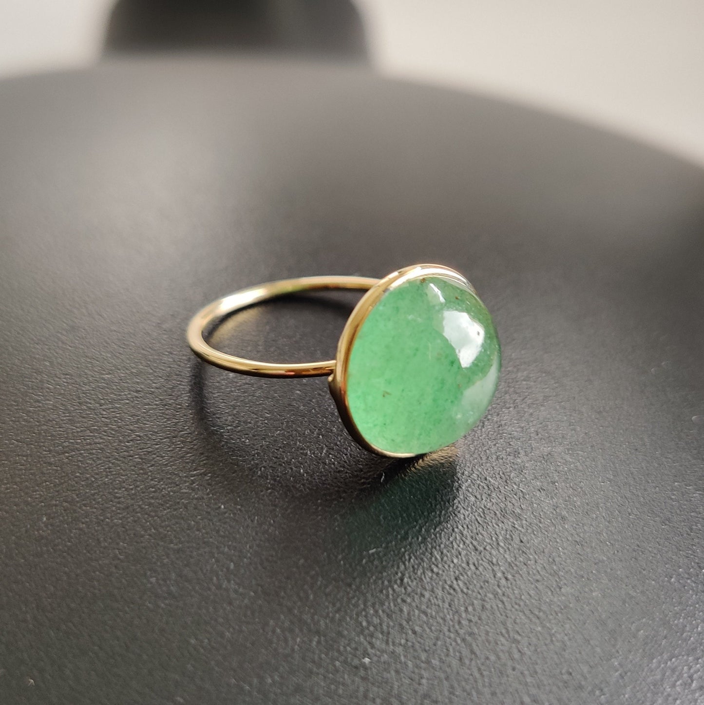 Natural Green Aventurine Ring, 14K Solid Gold Ring, 14K Gold Strawberry Quartz Ring, Aventurine Jewelry, Minimalist Jewelry, May Birthstone,