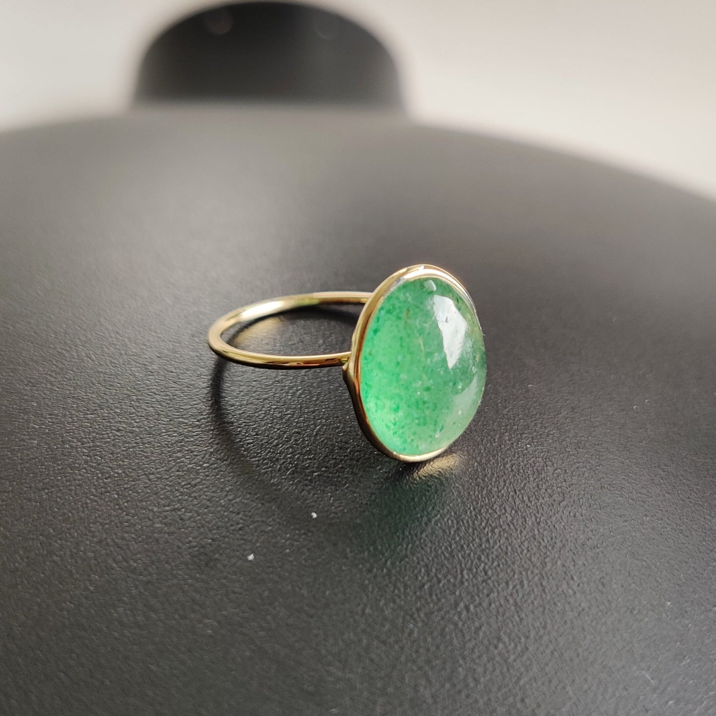 Natural Green Aventurine Ring, 14K Solid Gold Ring, 14K Gold Strawberry Quartz Ring, Aventurine Jewelry, Minimalist Jewelry, May Birthstone,