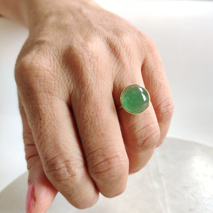 Natural Green Aventurine Ring, 14K Solid Gold Ring, 14K Gold Strawberry Quartz Ring, Aventurine Jewelry, Minimalist Jewelry, May Birthstone,