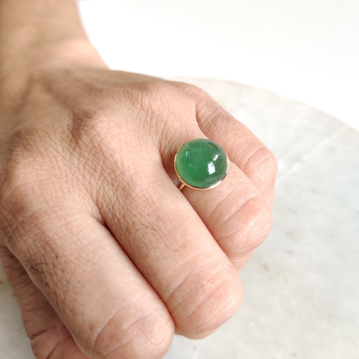 Natural Green Aventurine Ring, 14K Solid Gold Ring, 14K Gold Strawberry Quartz Ring, Aventurine Jewelry, Minimalist Jewelry, May Birthstone,