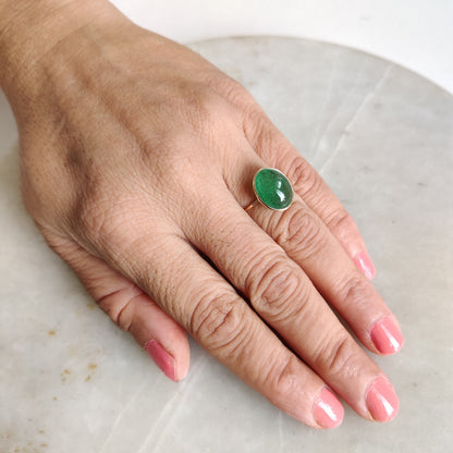 Natural Green Aventurine Ring, 14K Solid Gold Ring, 14K Gold Strawberry Quartz Ring, Aventurine Jewelry, Minimalist Jewelry, May Birthstone,