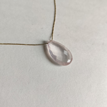 Natural Rose Quartz Pendant Necklace, 14K Solid Gold Rose Quartz Pendant, Solid Gold Pendant Necklace, January Birthstone, Christmas Gift