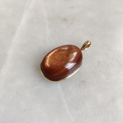 Natural Sunstone Pendant, 14K Solid Gold Sunstone Pendant, Yellow Gold Necklace Pendant, July August Birthstone, Feldspar Crystal Pendant