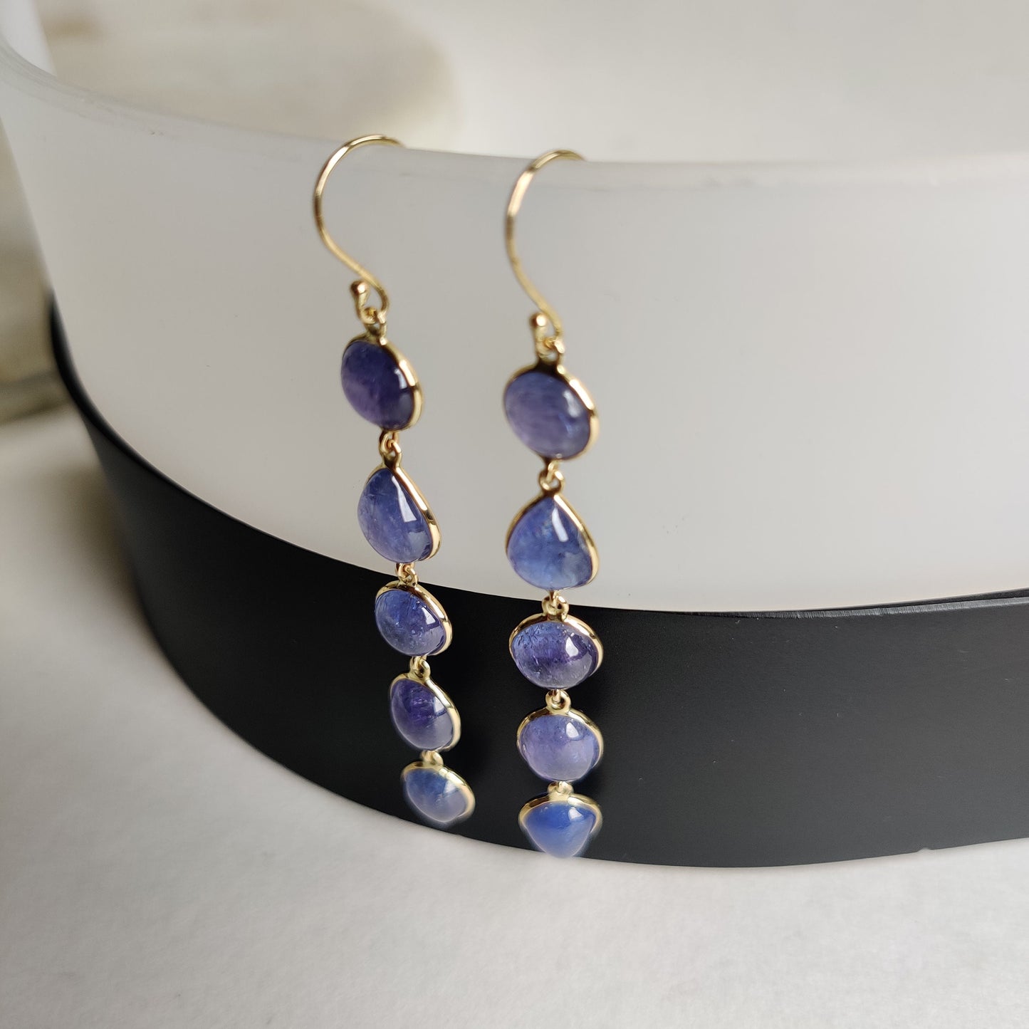 14K Gold Natural Tanzanite Earrings, Solid Yellow Gold Earrings, Natural Tanzanite Jewelry, December Birthstone Earrings