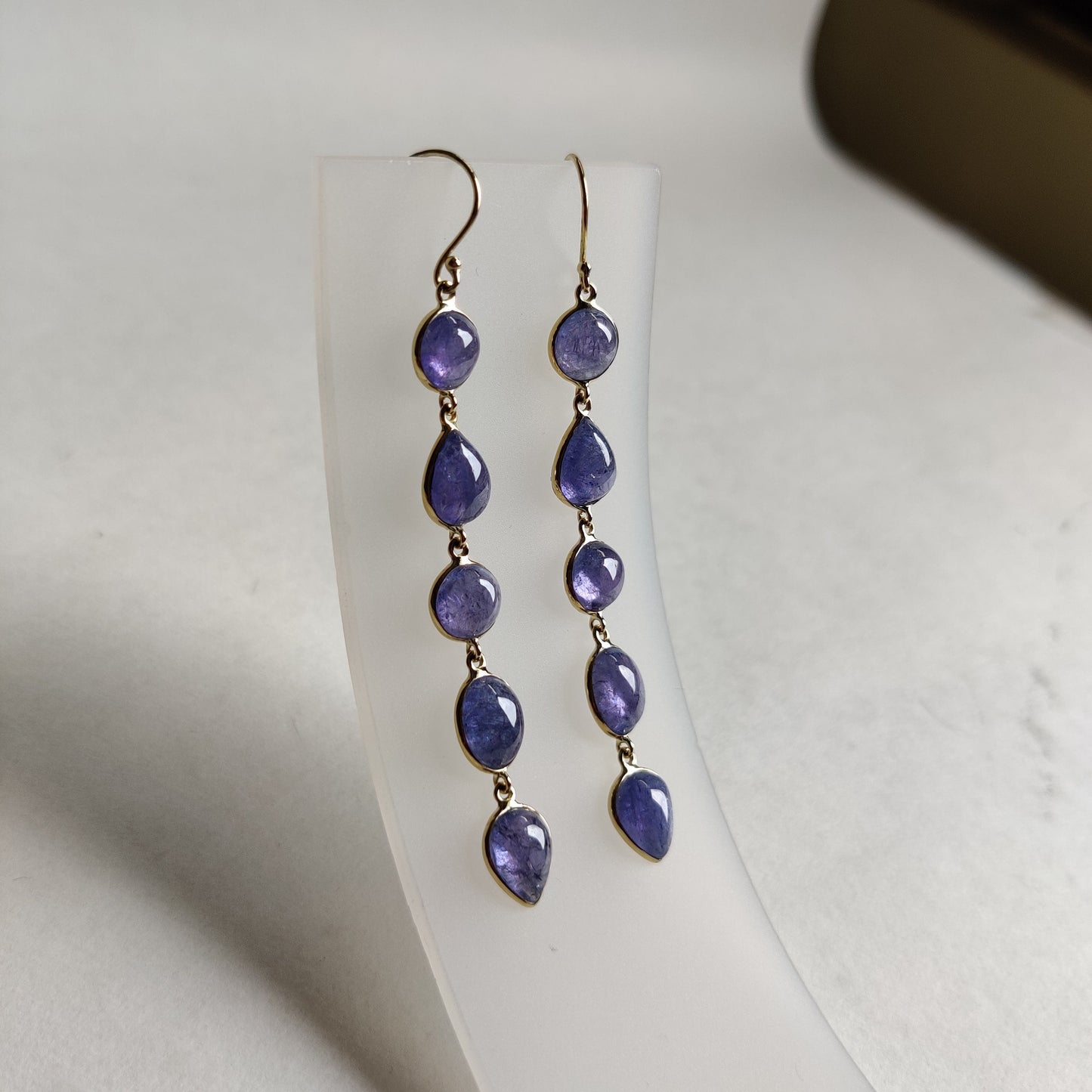 14K Gold Natural Tanzanite Earrings, Solid Yellow Gold Earrings, Natural Tanzanite Jewelry, December Birthstone Earrings