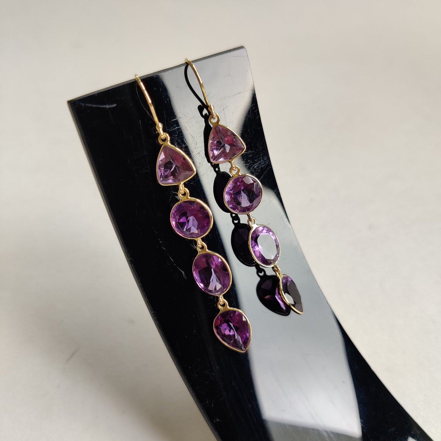 14K Gold Natural Purple Amethyst Drop Earring, 14K Solid Yellow Gold Earring, February Birthstone, Christmas Gift, Purple Amethyst Jewelry