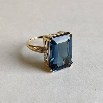 Natural London Blue Topaz Ring, 14K Solid Gold Blue Topaz Diamond Ring, Engagement Ring, December Birthstone,Christmas Ring, Topaz Jewelry