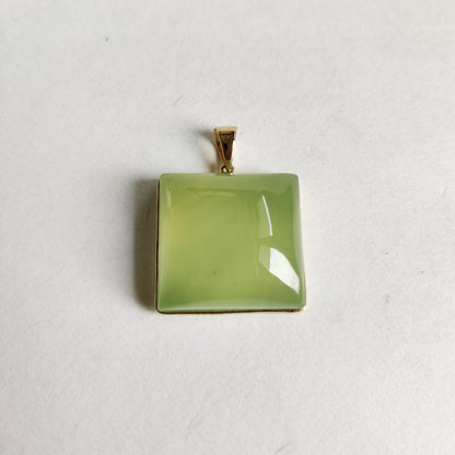 Natural Prehnite Pendant, 14K Solid Yellow Gold Prehnite Pendant, Gold Bezel Pendant, May June Birthstone, Birthday Gift, Prehnite Jewelry