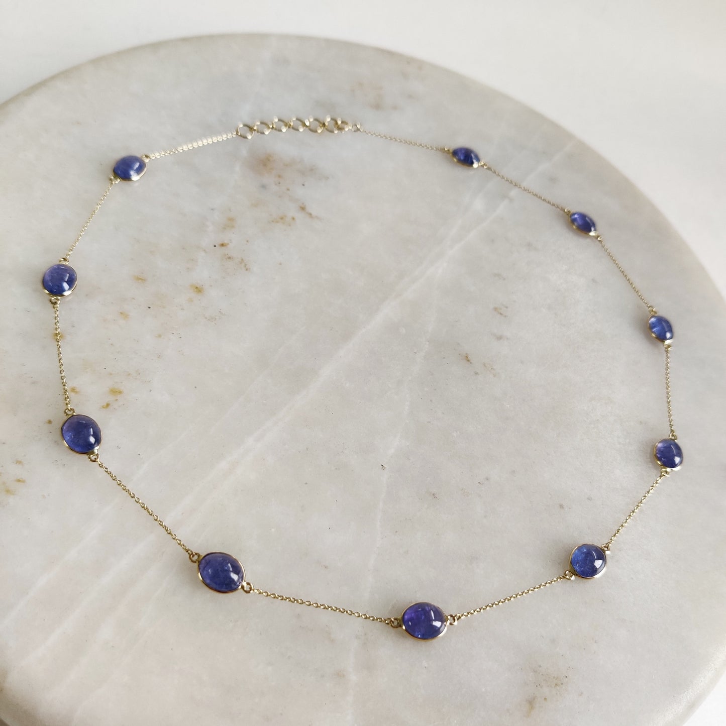 Natural Tanzanite Necklace, 14K Solid Yellow Gold Necklace, December Birthstone Necklace, Tanzanite Bezel Necklace, Christmas Gift