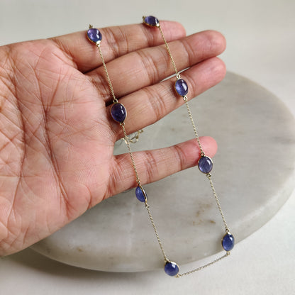 Natural Tanzanite Necklace, 14K Solid Yellow Gold Necklace, December Birthstone Necklace, Tanzanite Bezel Necklace, Christmas Gift