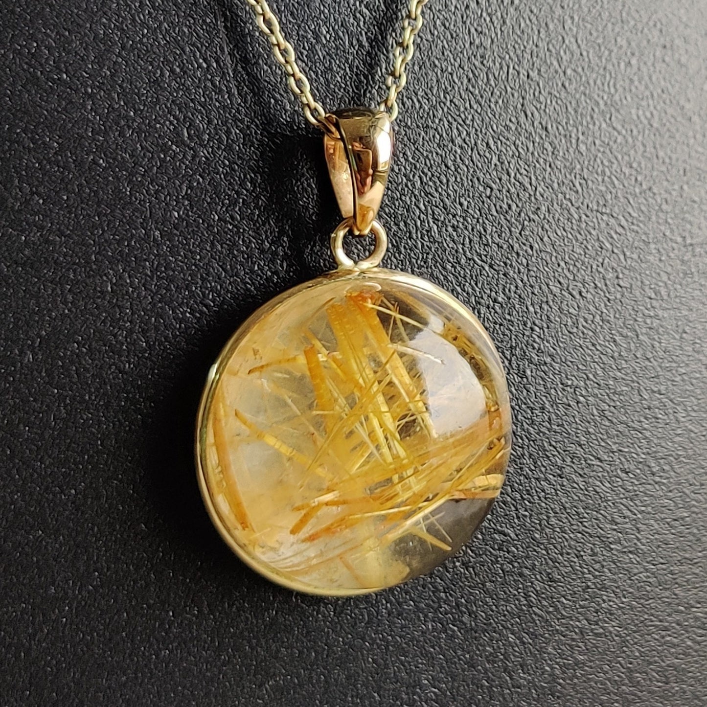 Natural Golden Rutile Pendant, 14K Solid Gold Rutile Pendant, Solid Gold Pendant Necklace, April Birthstone, Christmas Gift, Bezel Pendant