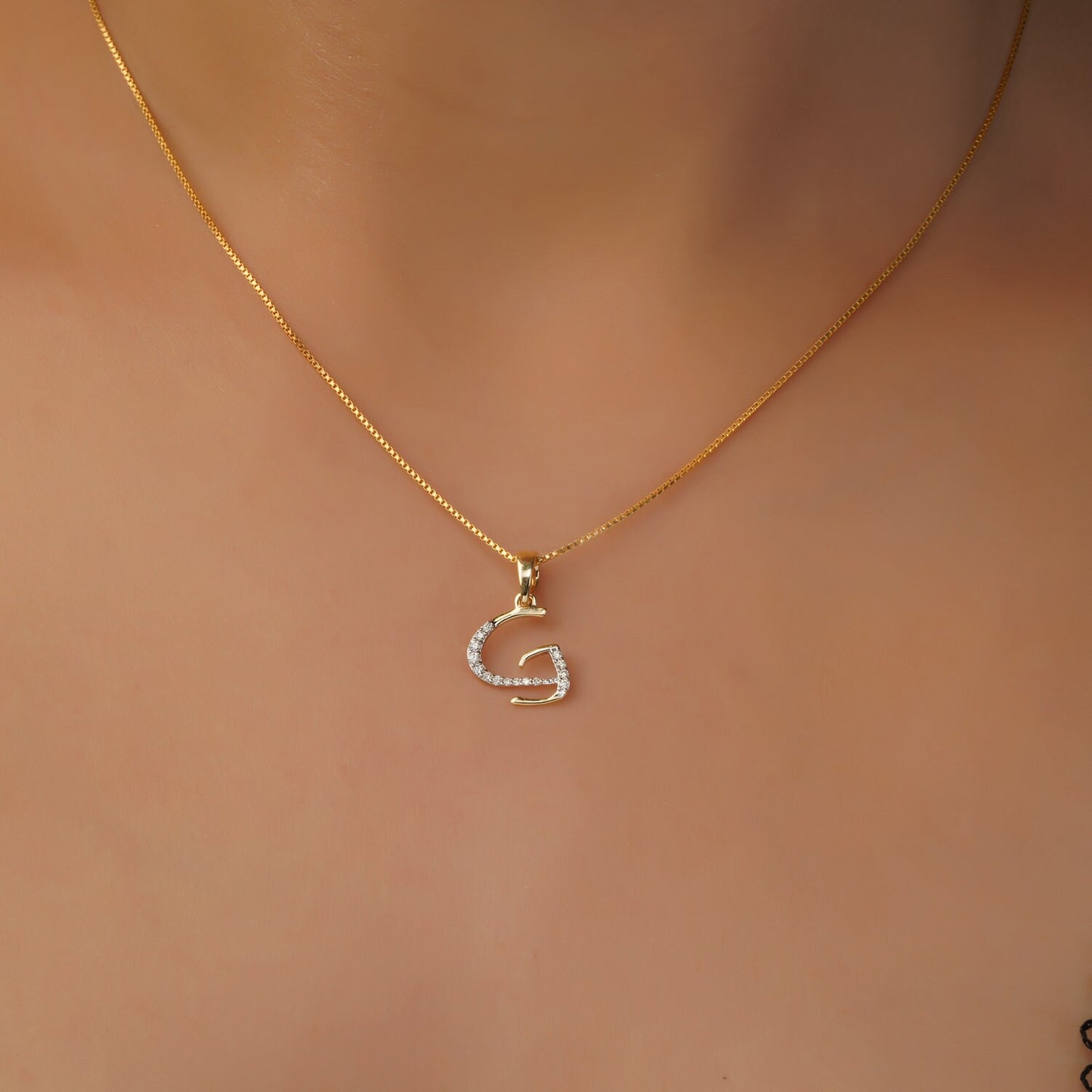 14K Gold Initial G Pendant, Solid Yellow Gold Initial G Charm Pendant, Natural Diamond Charm Pendant, Cluster Diamond Pendant, Birthday Gift