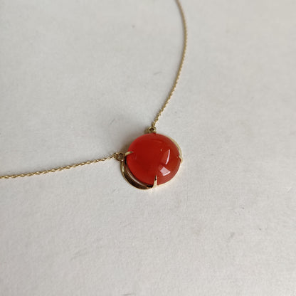 Colgante de ónix rojo natural, colgante de ónix rojo de oro macizo de 14 quilates, collar con colgante de oro macizo, piedra natal de diciembre, regalo de Navidad, colgante de punta