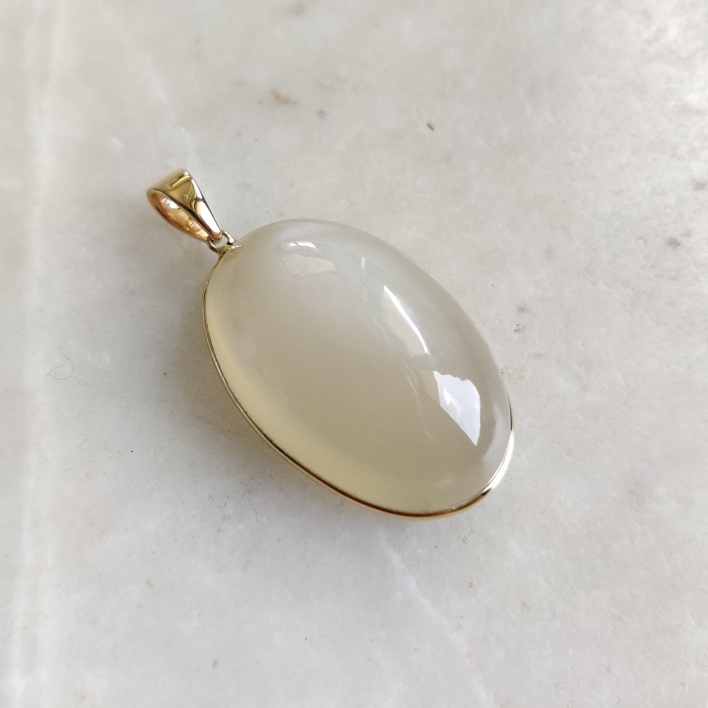 Natural White Moonstone Pendant, 14K Solid Yellow Gold White Moonstone Pendant, June Birthstone, Christmas Gift, White Moonstone Jewelry