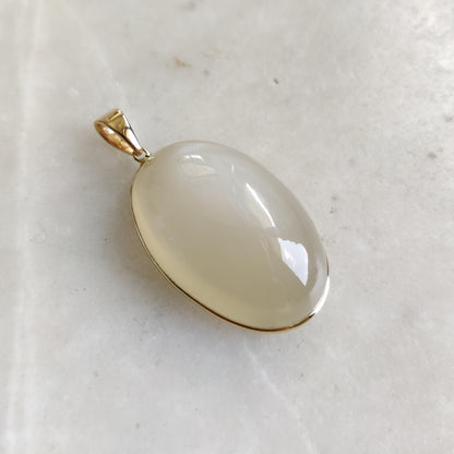 Natural White Moonstone Pendant, 14K Solid Yellow Gold White Moonstone Pendant, June Birthstone, Christmas Gift, White Moonstone Jewelry