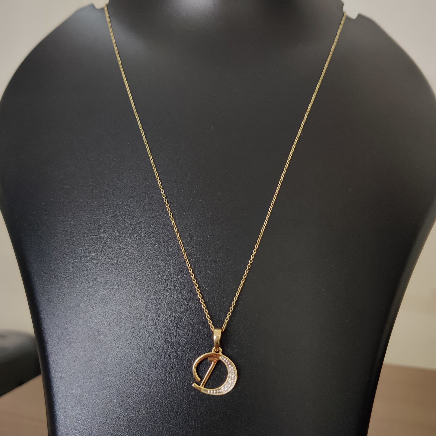 Colgante con inicial D en oro de 14 quilates, colgante con dije de inicial D en oro amarillo macizo, colgante con dije de diamante natural, colgante con diamantes en racimo, regalo de cumpleaños