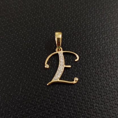 14K Gold Initial E Pendant, Solid Yellow Gold Initial E Charm Pendant, Natural Diamond Charm Pendant, Cluster Diamond Pendant, Birthday Gift