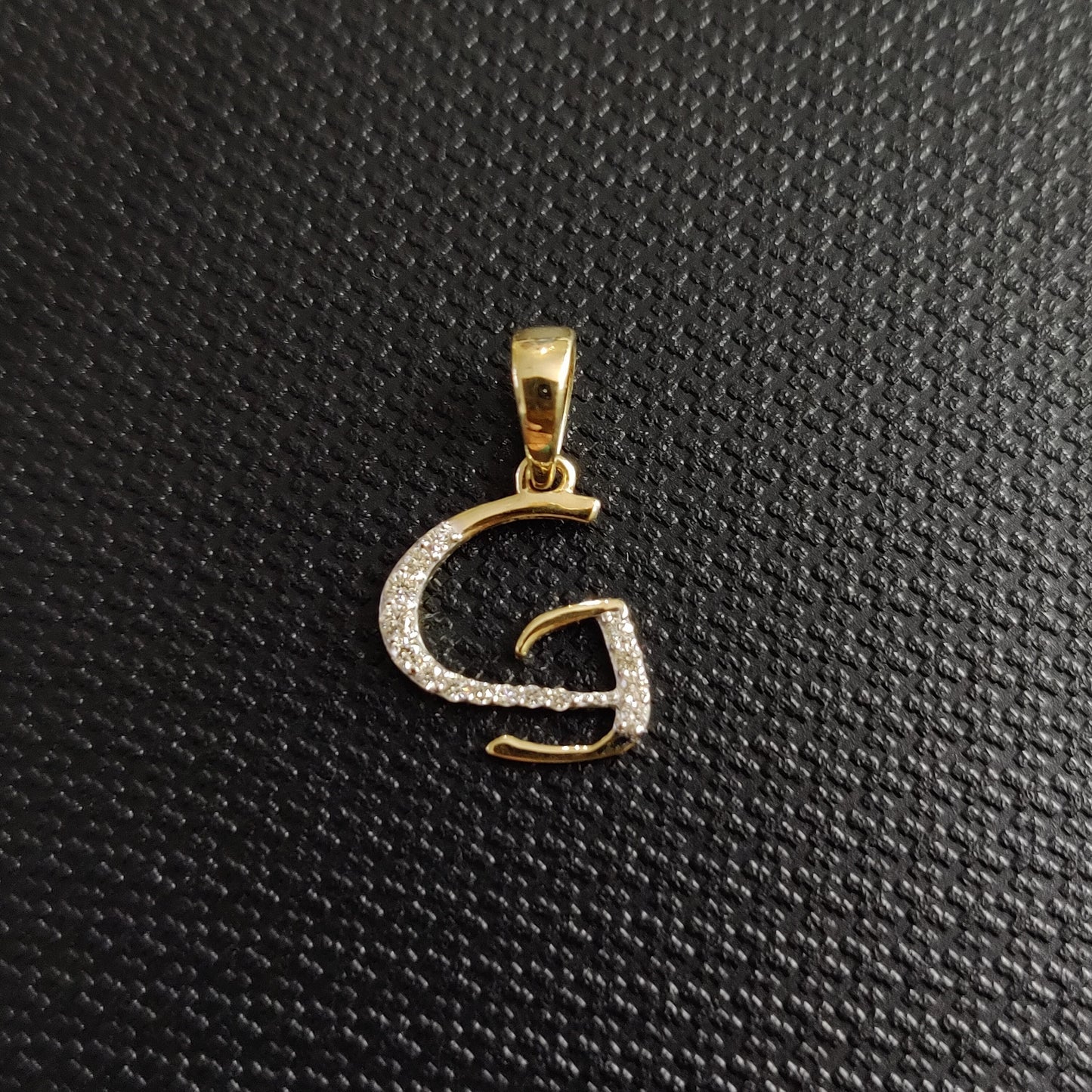 14K Gold Initial G Pendant, Solid Yellow Gold Initial G Charm Pendant, Natural Diamond Charm Pendant, Cluster Diamond Pendant, Birthday Gift