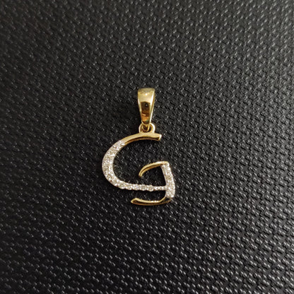 14K Gold Initial G Pendant, Solid Yellow Gold Initial G Charm Pendant, Natural Diamond Charm Pendant, Cluster Diamond Pendant, Birthday Gift