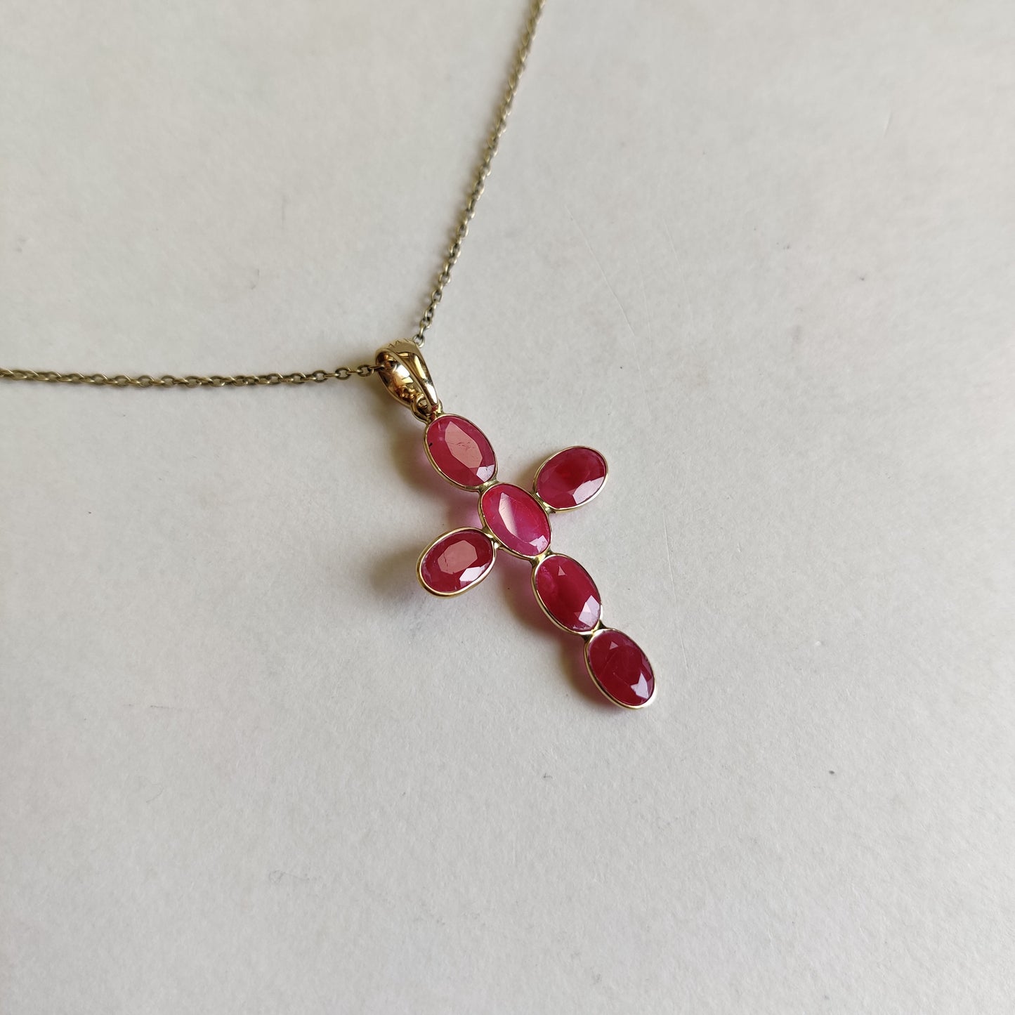 Natural Ruby Pendant, Holy Cross Pendant, 14K Solid Gold Ruby Pendant, Ruby Jewelry, July Birthstone, Christmas Gifts, Cross Gold Pendant