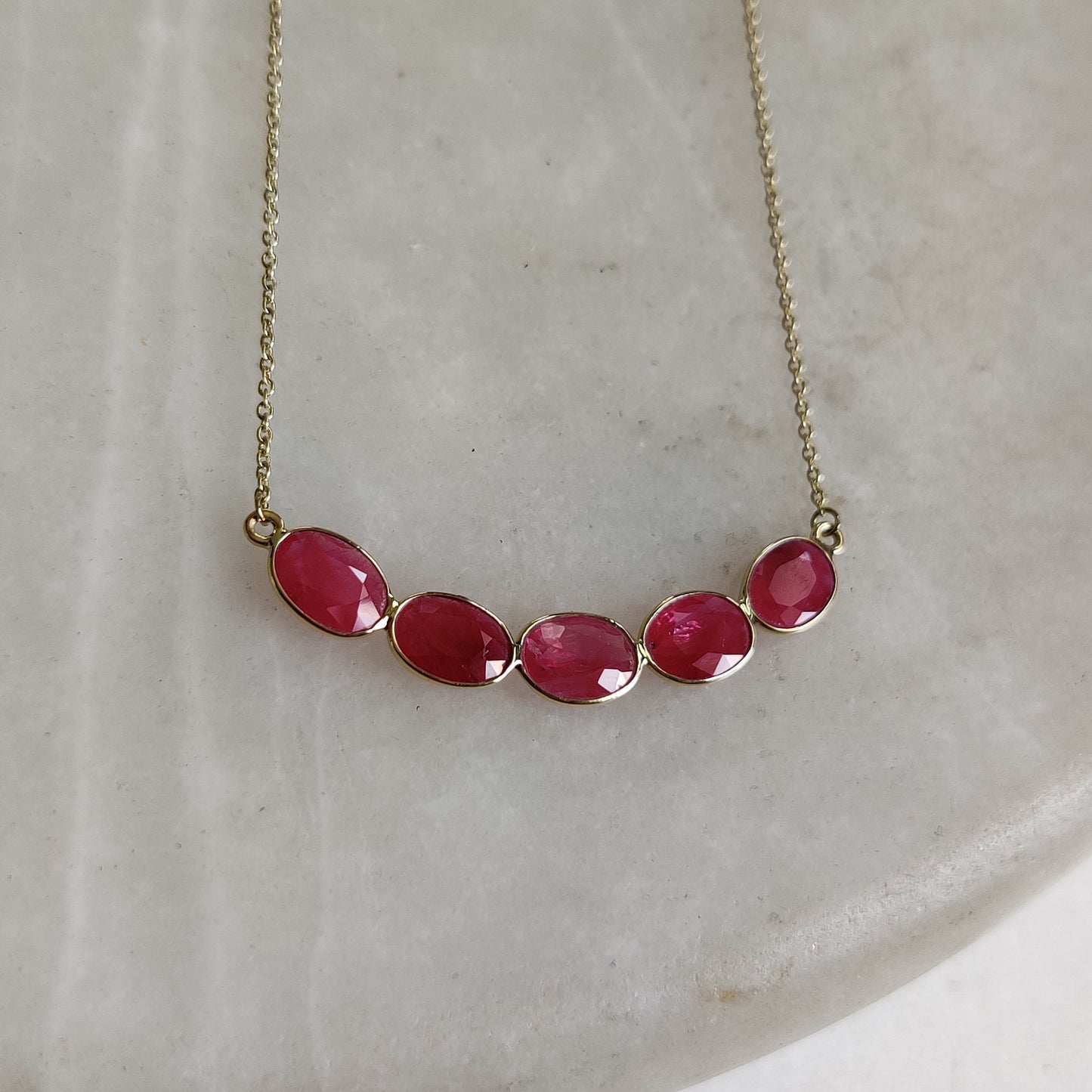 Natural Ruby Necklace, 14K Solid Gold Ruby Necklace, Yellow Gold Necklace, Ruby Jewelry, July Birthstone, Statement Jewelry, Christmas Gift