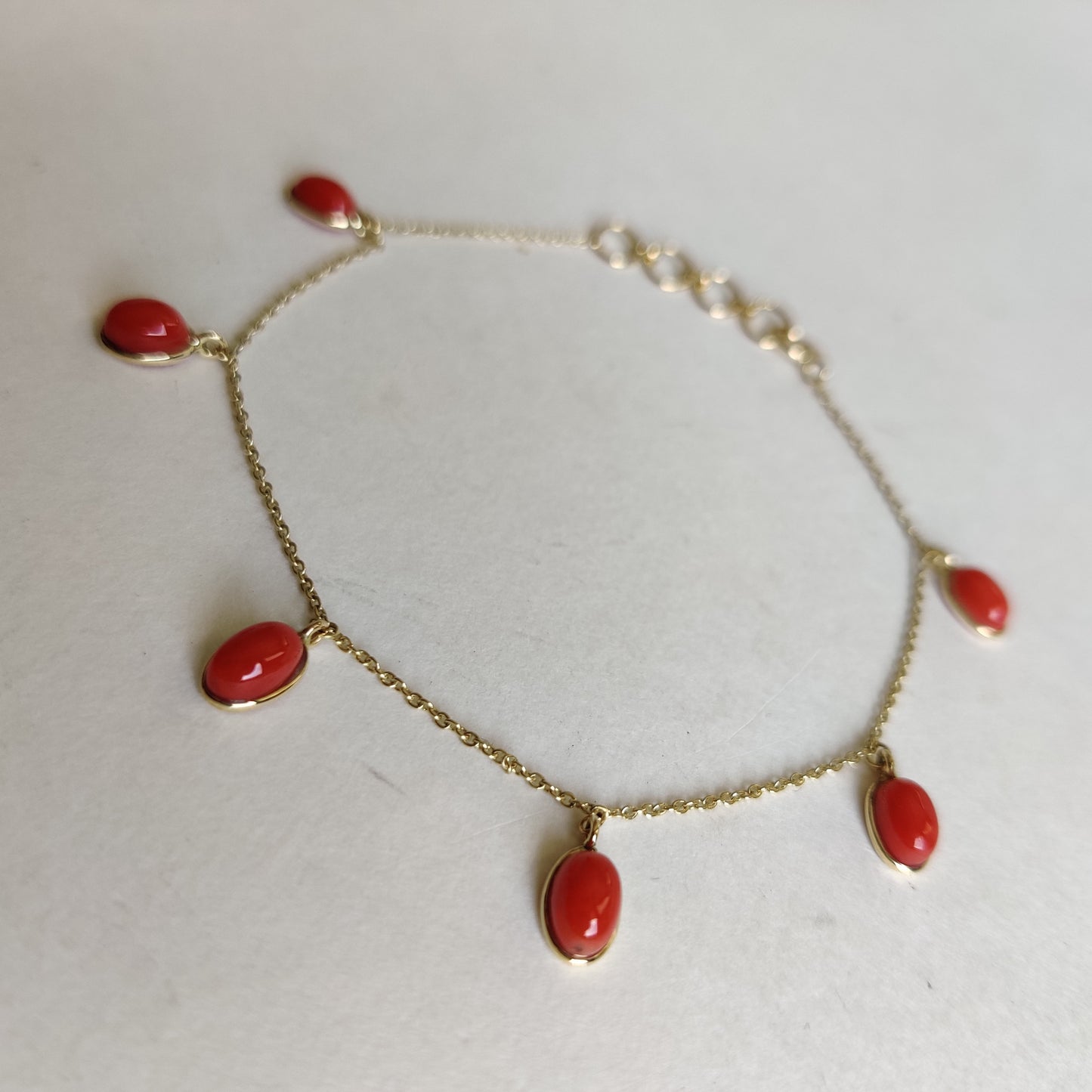 Natural Coral Bracelet, 14K Yellow Gold Coral Bracelet, Chain Bracelet, Dainty Gemstone Bracelet, October Birthstone, Christmas Gift