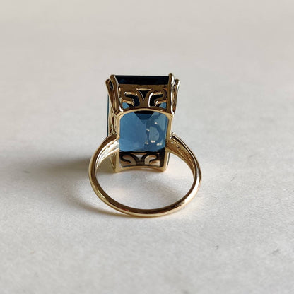 Natural London Blue Topaz Ring, 14K Solid Gold Blue Topaz Diamond Ring, Engagement Ring, December Birthstone,Christmas Ring, Topaz Jewelry