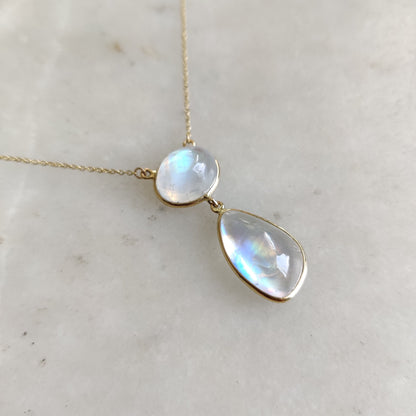 Natural Rainbow Moonstone Necklace, 14K Solid Gold Moonstone Pendant, Yellow Gold Necklace Pendant, Blue Moonstone Jewelry, June Birthstone