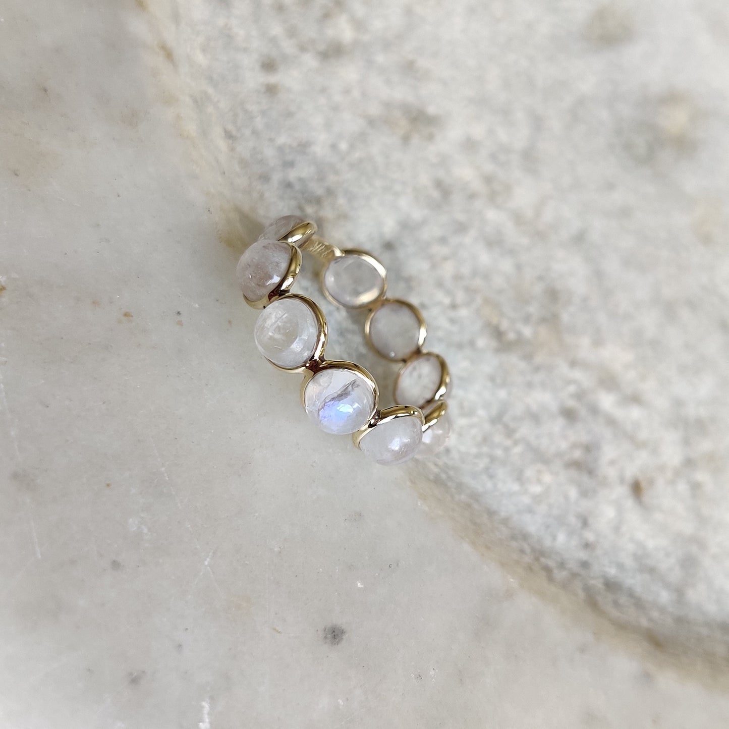 Natural Rainbow Moonstone Ring, 14K Solid Gold Ring, Rainbow Moonstone Gold Ring, Blue Moonstone Jewelry, Dainty Ring, June Birthstone