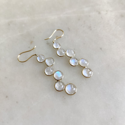 14K Gold Rainbow Moonstone Earring, Natural Rainbow Moonstone Bezel Earring, 14K Solid Yellow Gold Earring, June Birthstone, Christmas Gift