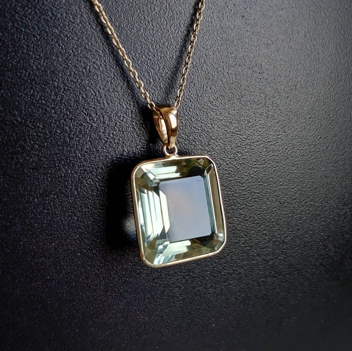 Natural Green Amethyst Pendant, 14K Solid Gold Green Amethyst Pendant, Solid Gold Pendant Necklace, February Birthstone, Christmas Gift