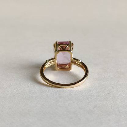 Natural Kunzite & Diamond Ring, 14K Solid Gold Diamond Ring, AAA Grade Kunzite Diamond Ring,  Ring, October Birthstone, Kunzite Jewelry