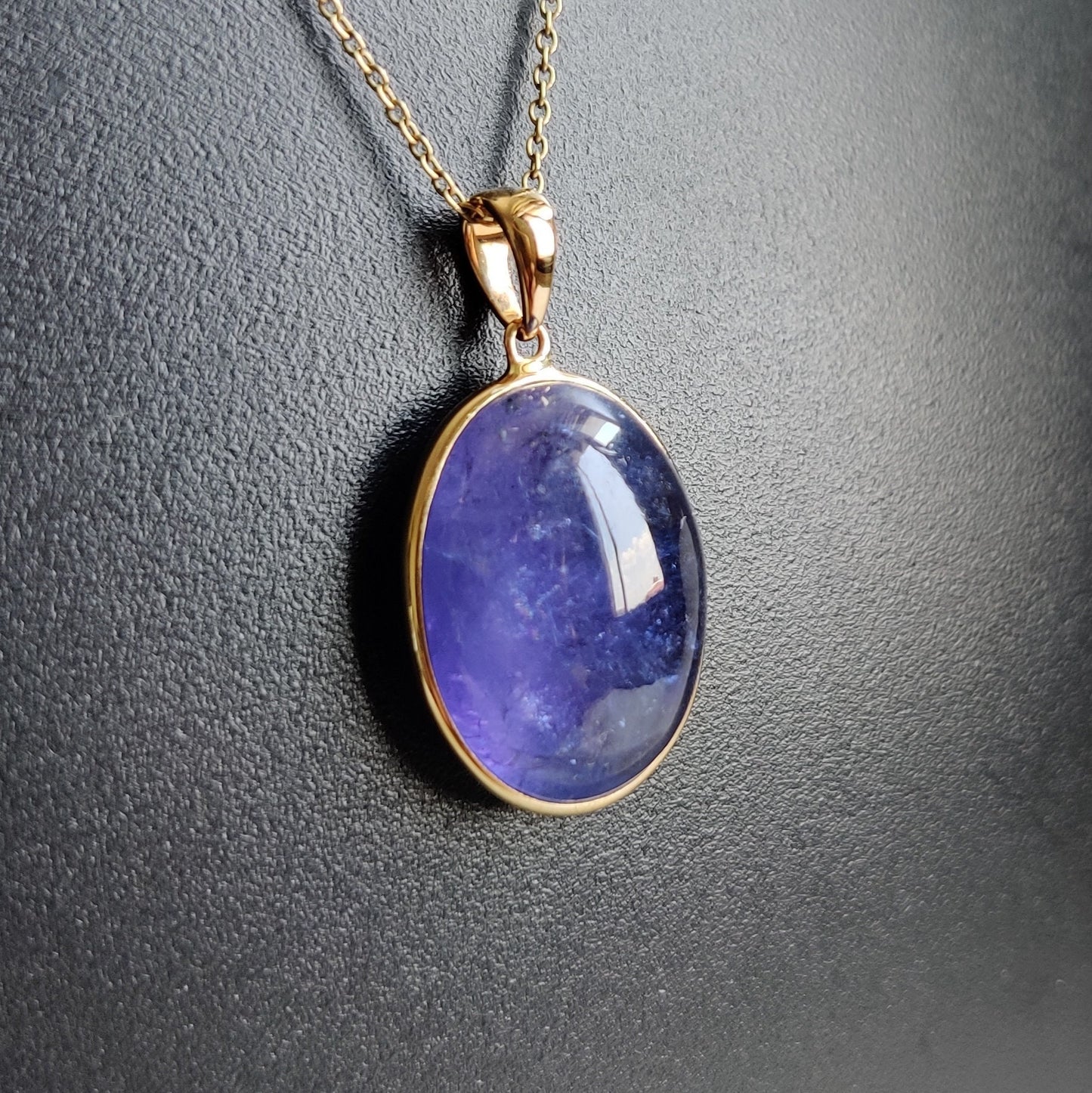 Natural Tanzanite Pendant, 14K Solid Gold Tanzanite Pendant, Yellow Gold Bezel Oval Pendant, Tanzanite Jewelry, December Birthstone