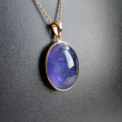 Natural Tanzanite Pendant, 14K Solid Gold Tanzanite Pendant, Yellow Gold Bezel Oval Pendant, Tanzanite Jewelry, December Birthstone