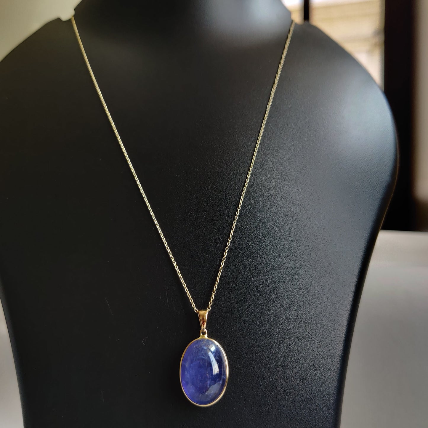 Natural Tanzanite Pendant, 14K Solid Gold Tanzanite Pendant, Yellow Gold Bezel Oval Pendant, Tanzanite Jewelry, December Birthstone