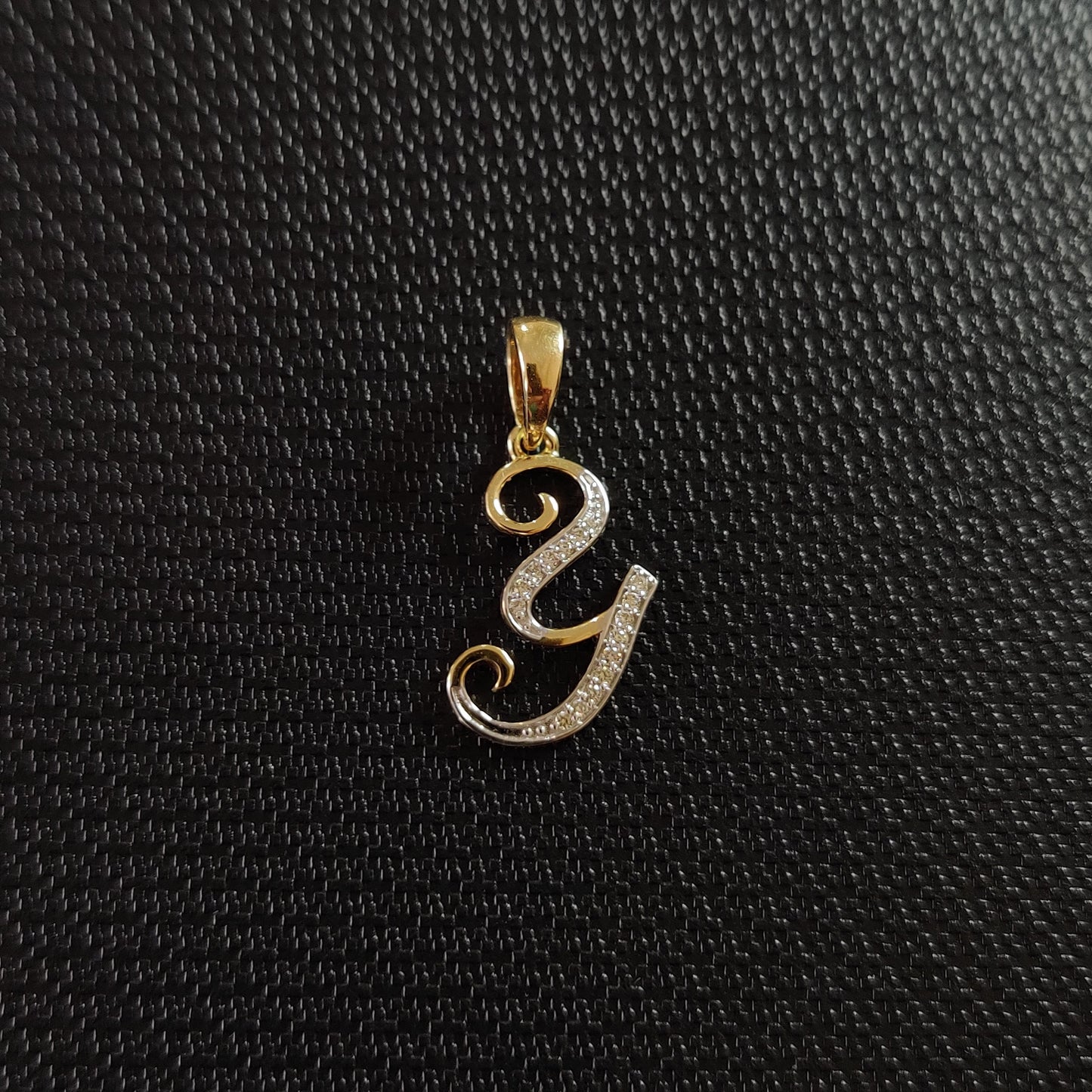 14K Gold Initial Y Pendant, Solid Yellow Gold Initial Y Charm Pendant, Natural Diamond Charm Pendant, Cluster Diamond Pendant, Birthday Gift