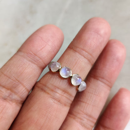 Natural Rainbow Moonstone Ring, 14K Solid Gold Ring, Rainbow Moonstone Gold Ring, Blue Moonstone Jewelry, Dainty Ring, June Birthstone