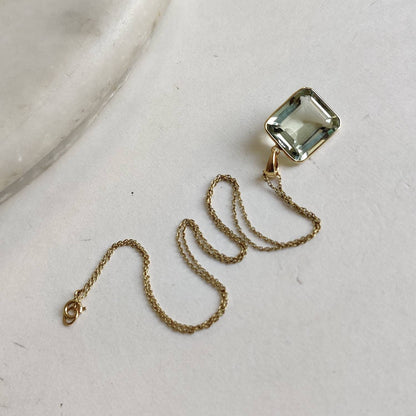 Natural Green Amethyst Pendant, 14K Solid Gold Green Amethyst Pendant, Solid Gold Pendant Necklace, February Birthstone, Christmas Gift