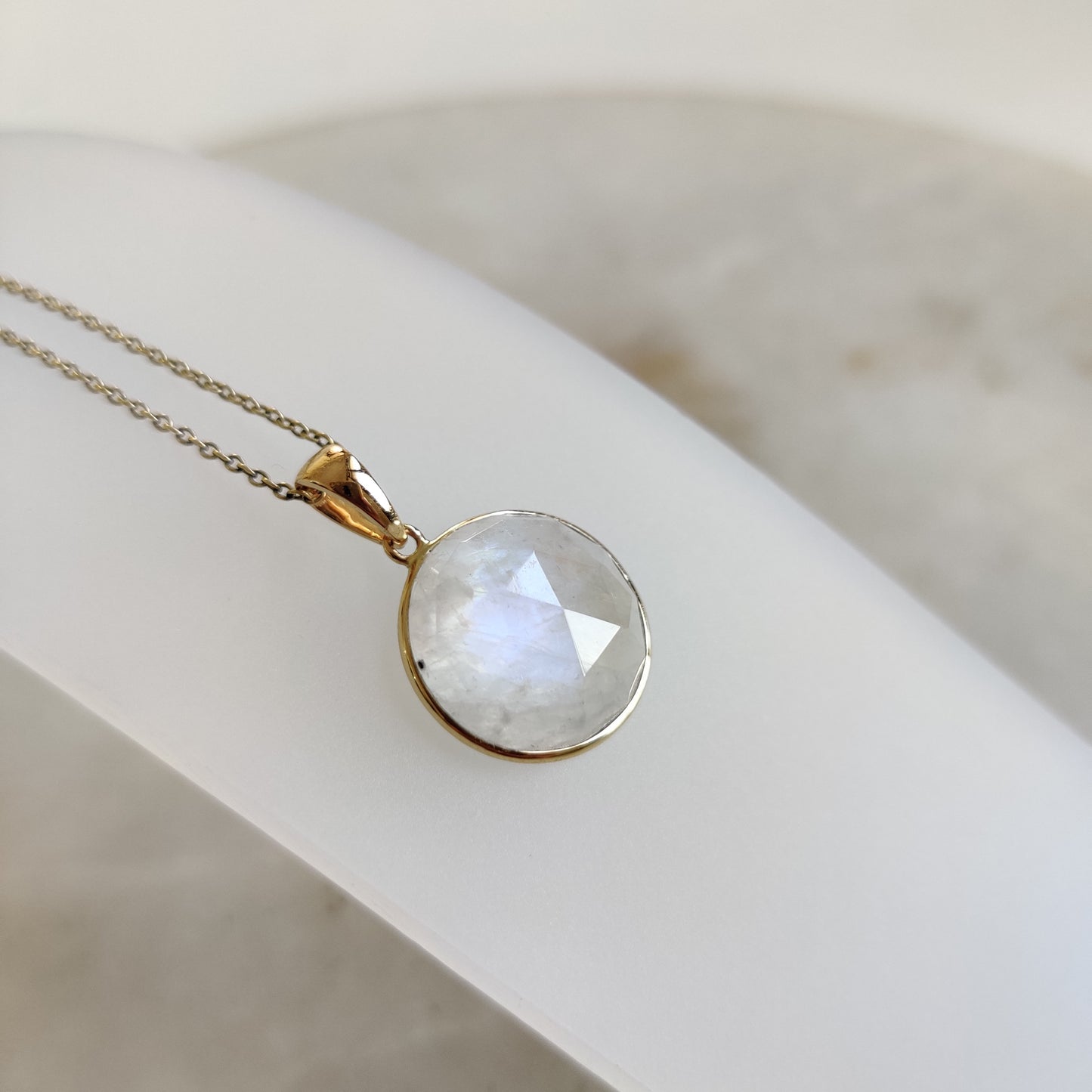 14K Gold Moonstone Pendant, Natural Moonstone Pendant, 14K Solid Yellow Gold Pendant, June Birthstone, Christmas Gift , Moonstone Jewelry