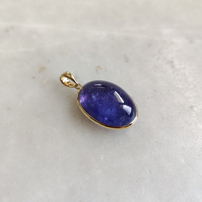 Natural Tanzanite Pendant, 14K Solid Gold Tanzanite Pendant, Yellow Gold Bezel Oval Pendant, Tanzanite Jewelry, December Birthstone