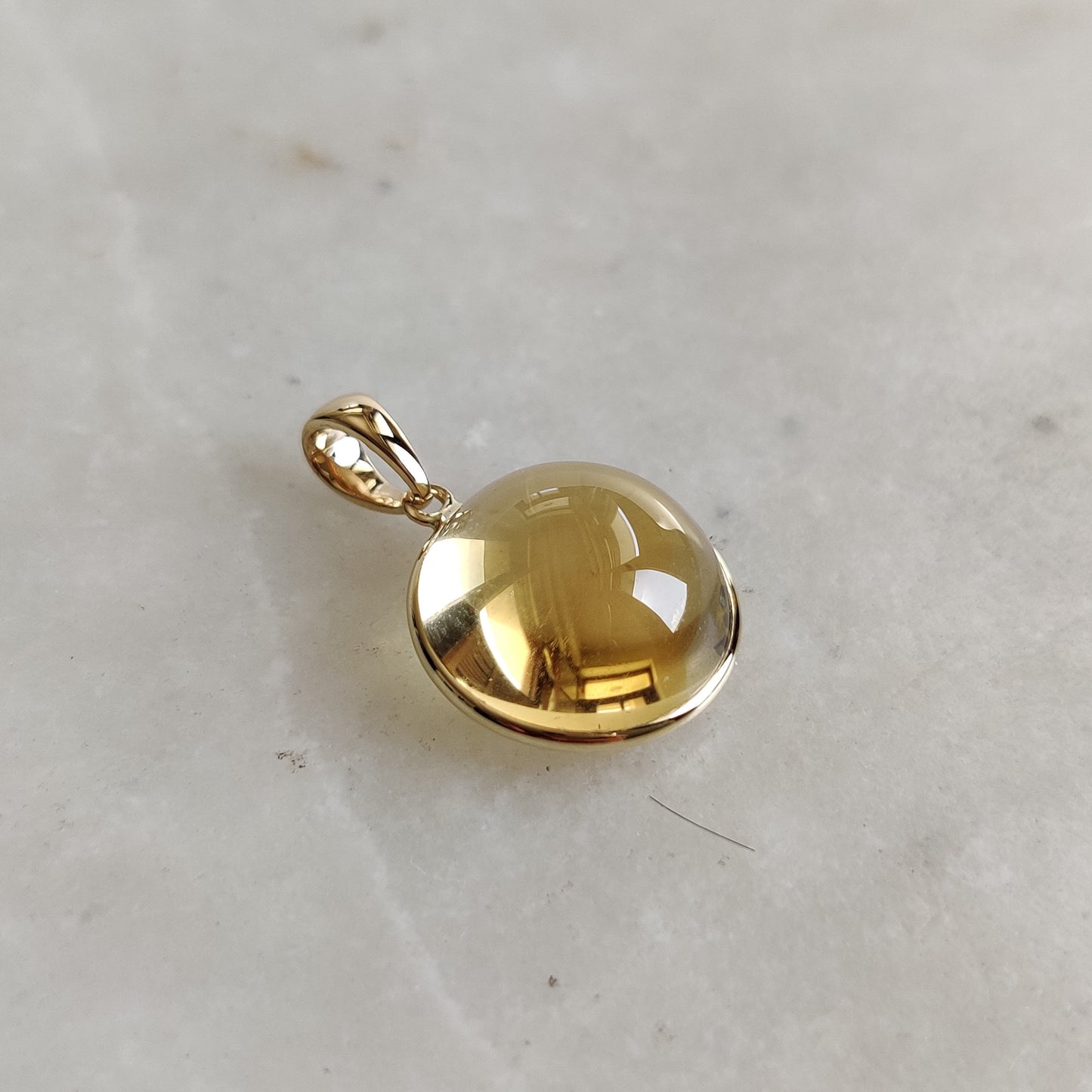 Natural Citrine Pendant, 14K Solid Gold Citrine Pendant, Round Bezel Pendant Necklace, November Birthstone, Christmas Gift, Citrine Jewelry