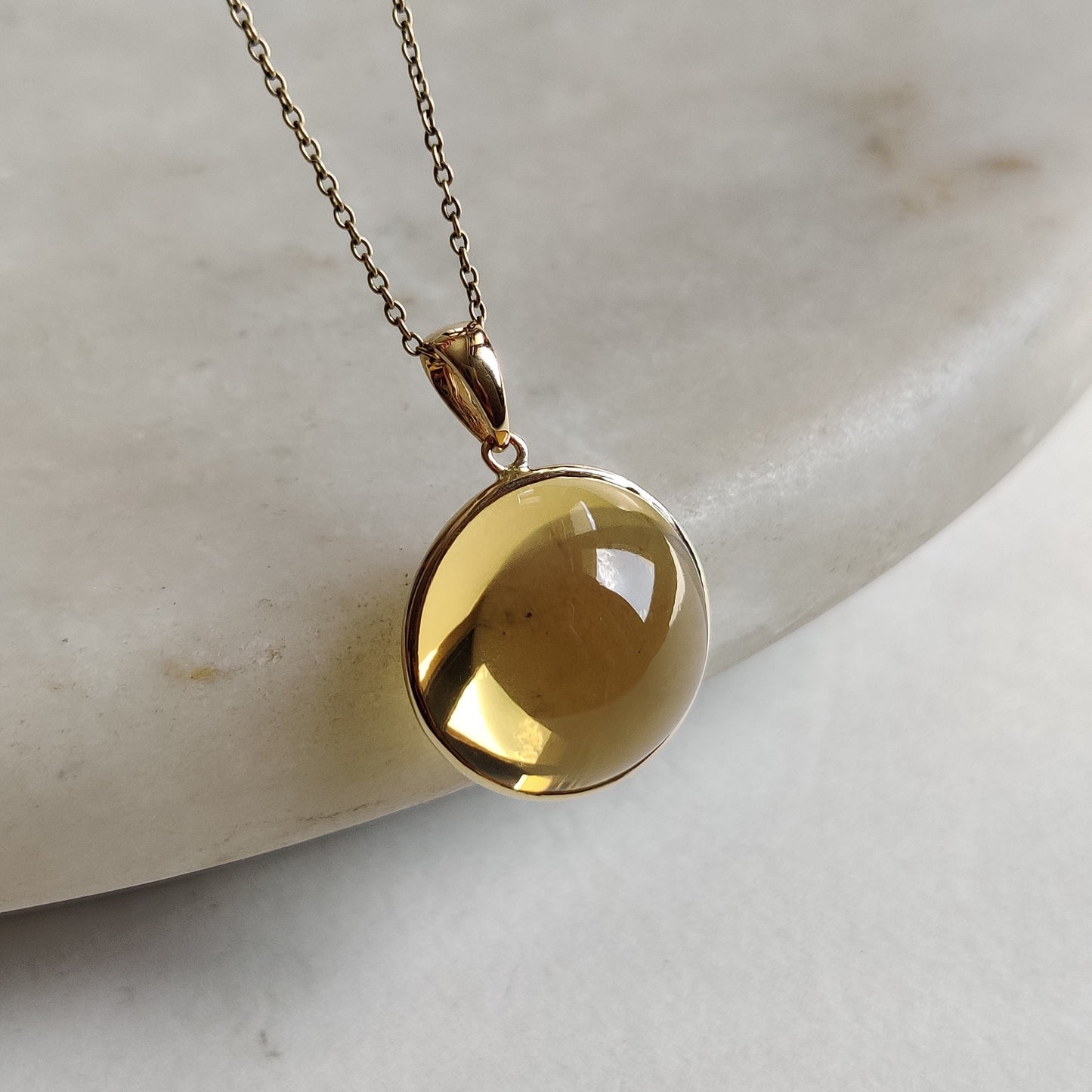 Natural Citrine Pendant, 14K Solid Yellow Gold Citrine Pendant, Round Bezel Pendant, November Birthstone, Christmas Gift, Citrine Jewelry