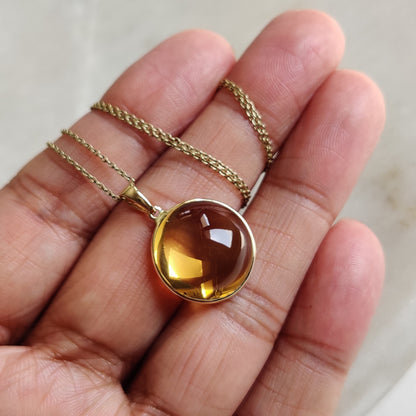 Natural Citrine Pendant, 14K Solid Yellow Gold Citrine Pendant, Citrine Bezel Pendant, November Birthstone, Christmas Gift, Citrine Jewelry