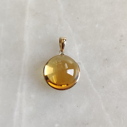 Natural Citrine Pendant, 14K Solid Yellow Gold Citrine Pendant, Round Bezel Pendant, November Birthstone, Christmas Gift, Citrine Jewelry