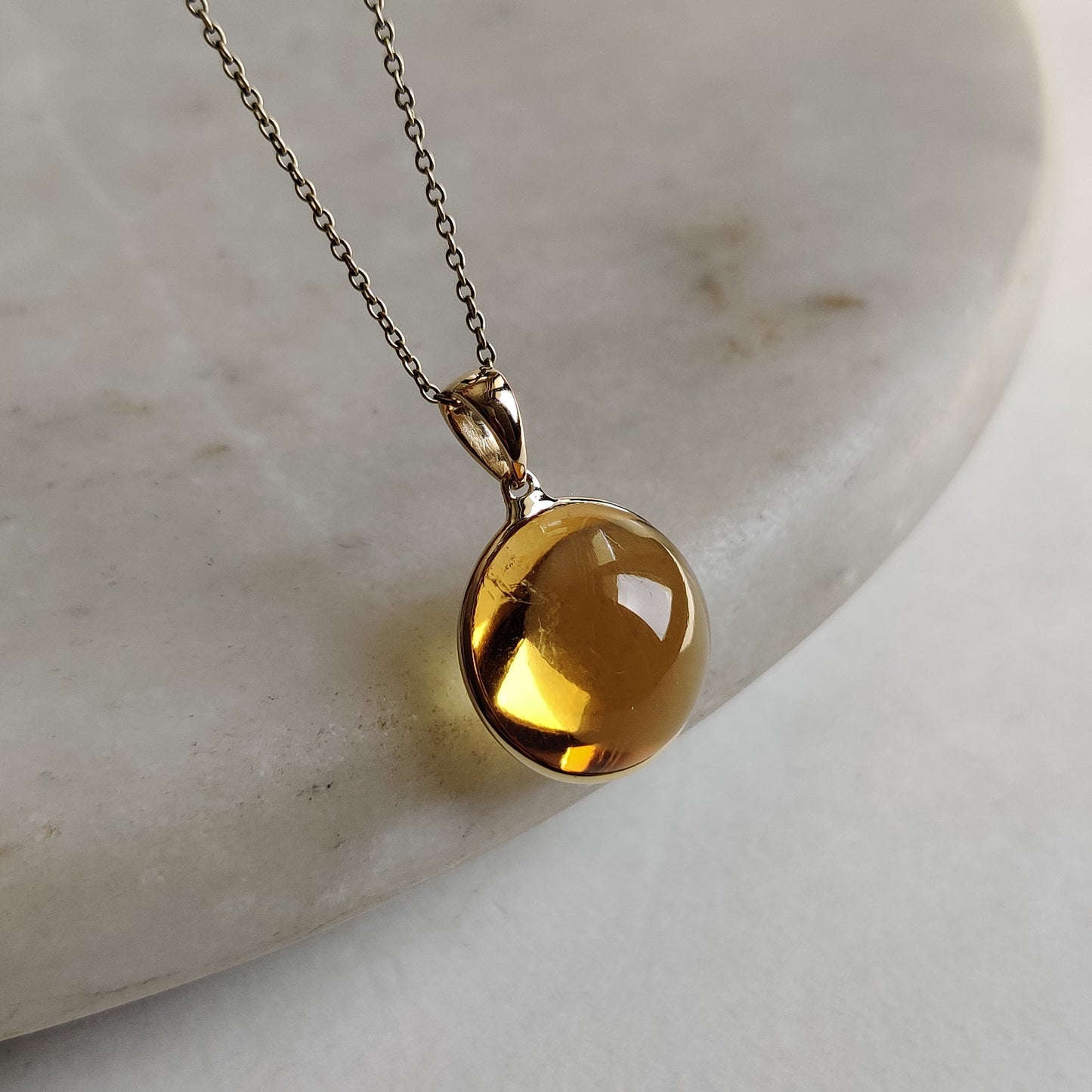 Natural Citrine Pendant, 14K Solid Yellow Gold Citrine Pendant, Round Bezel Pendant, November Birthstone, Christmas Gift, Citrine Jewelry