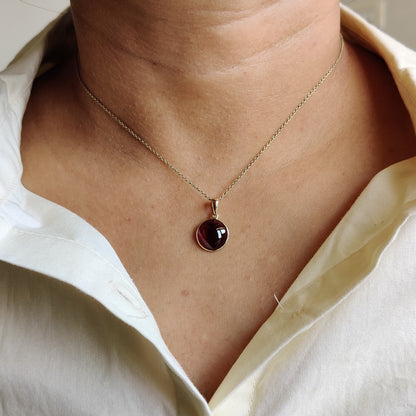 Natural Garnet Pendant, 14K Solid Gold Garnet Pendant, Solid Gold Pendant Necklace, January Birthstone, Christmas Gift, Garnet Jewelry